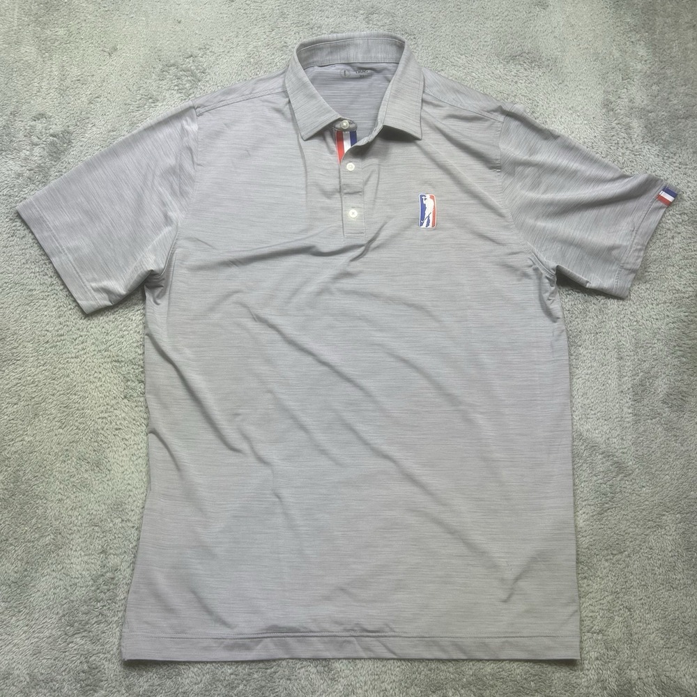 U Suck At Golf USAG Polo Shirt Mens XL Heather Gray Active Performance Stretch
